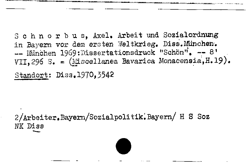 [Katalogkarte Dissertationenkatalog bis 1980]