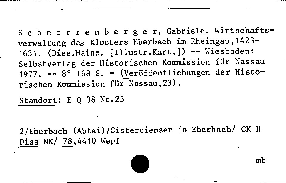 [Katalogkarte Dissertationenkatalog bis 1980]