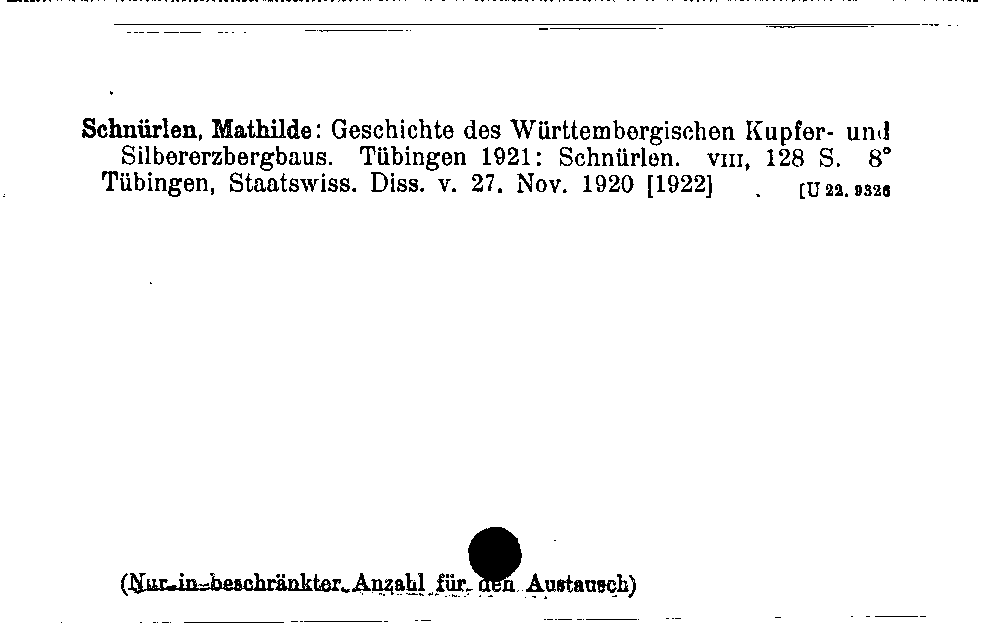 [Katalogkarte Dissertationenkatalog bis 1980]