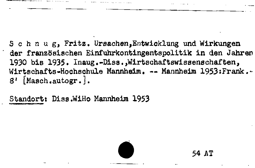 [Katalogkarte Dissertationenkatalog bis 1980]