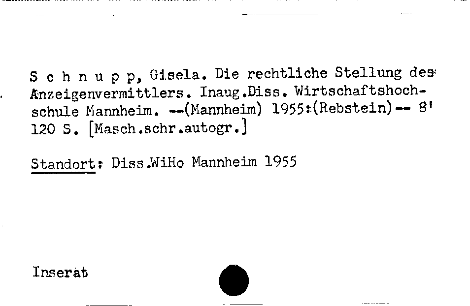 [Katalogkarte Dissertationenkatalog bis 1980]