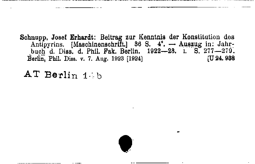 [Katalogkarte Dissertationenkatalog bis 1980]