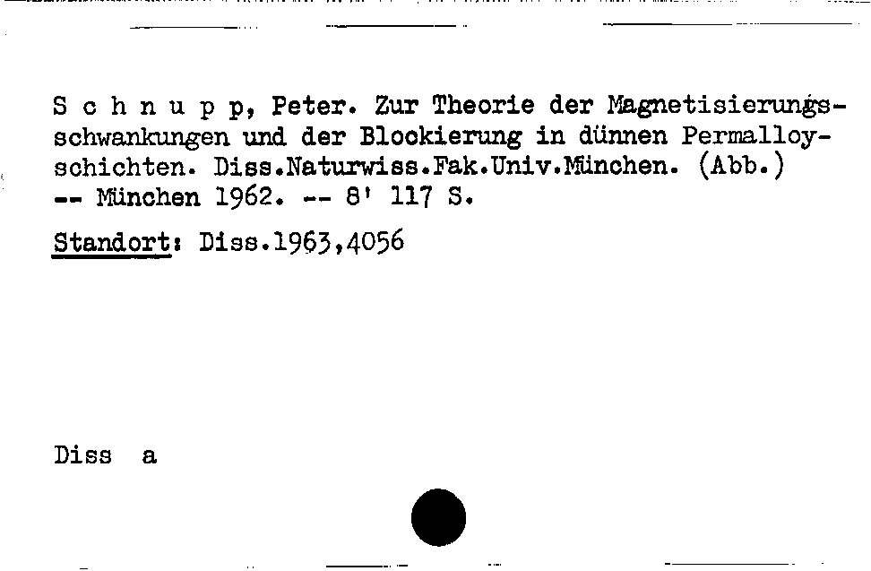 [Katalogkarte Dissertationenkatalog bis 1980]