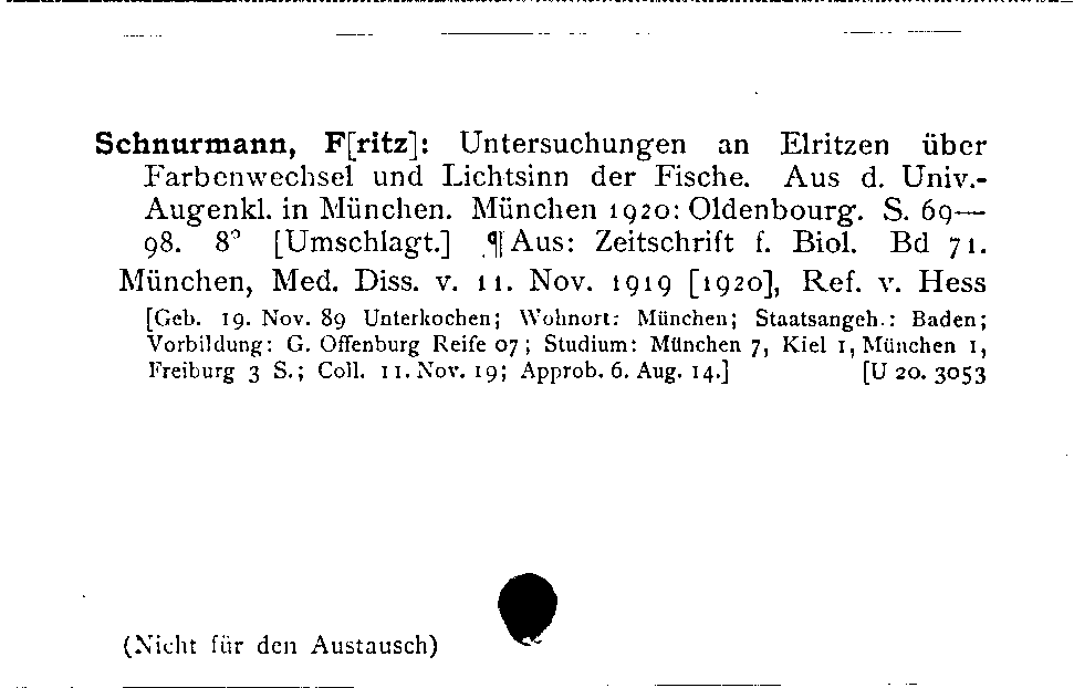 [Katalogkarte Dissertationenkatalog bis 1980]