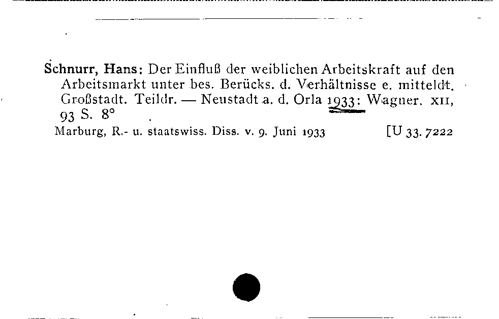 [Katalogkarte Dissertationenkatalog bis 1980]