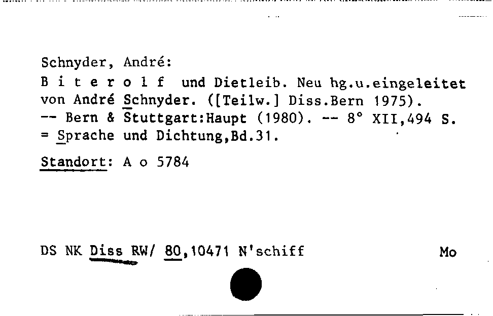 [Katalogkarte Dissertationenkatalog bis 1980]