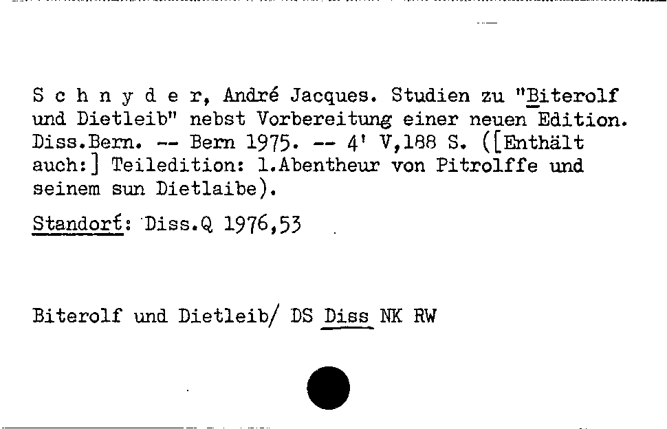 [Katalogkarte Dissertationenkatalog bis 1980]