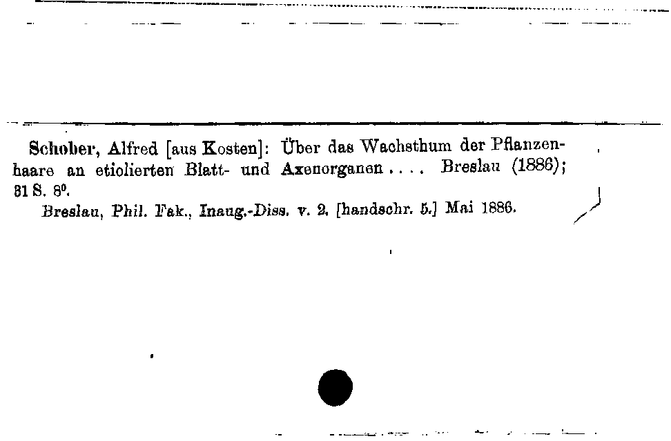 [Katalogkarte Dissertationenkatalog bis 1980]