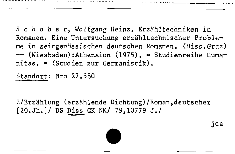 [Katalogkarte Dissertationenkatalog bis 1980]