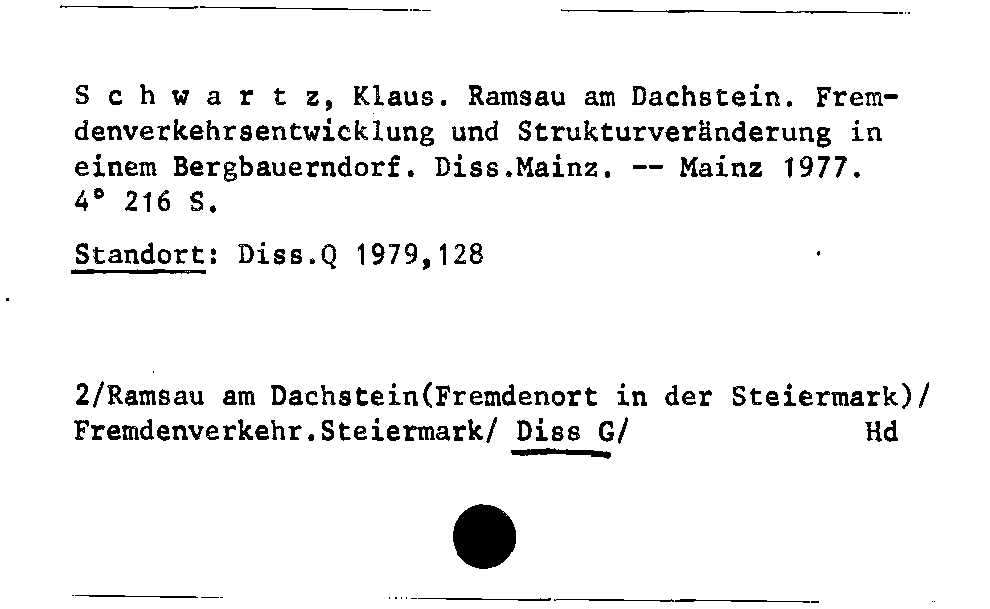 [Katalogkarte Dissertationenkatalog bis 1980]