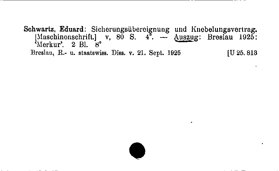 [Katalogkarte Dissertationenkatalog bis 1980]