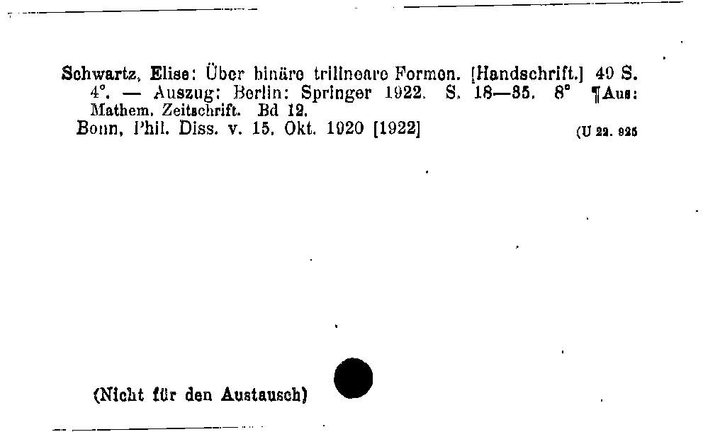 [Katalogkarte Dissertationenkatalog bis 1980]