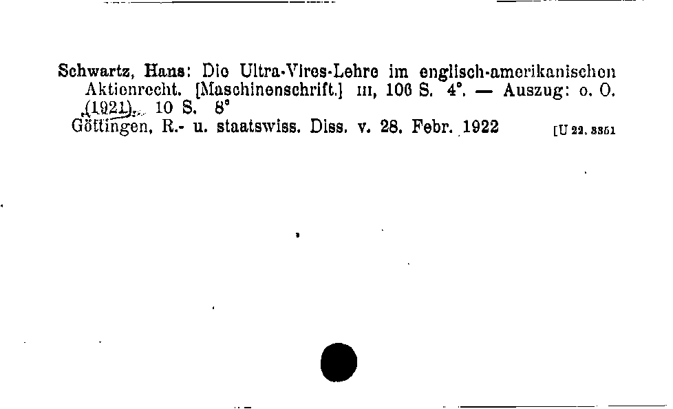 [Katalogkarte Dissertationenkatalog bis 1980]