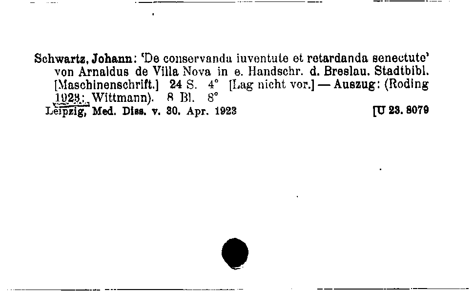 [Katalogkarte Dissertationenkatalog bis 1980]
