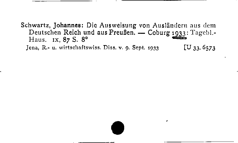 [Katalogkarte Dissertationenkatalog bis 1980]