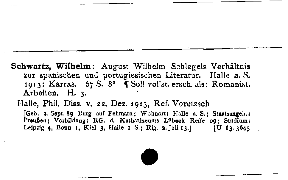 [Katalogkarte Dissertationenkatalog bis 1980]
