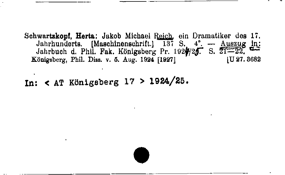 [Katalogkarte Dissertationenkatalog bis 1980]