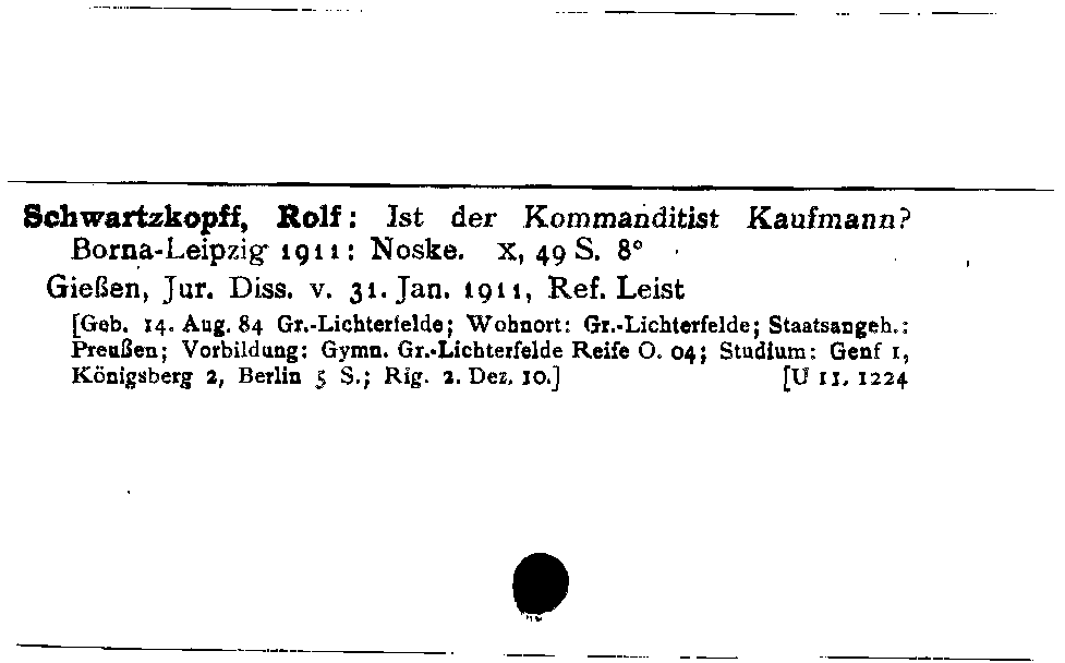 [Katalogkarte Dissertationenkatalog bis 1980]