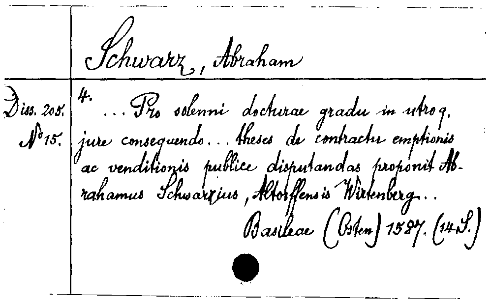 [Katalogkarte Dissertationenkatalog bis 1980]