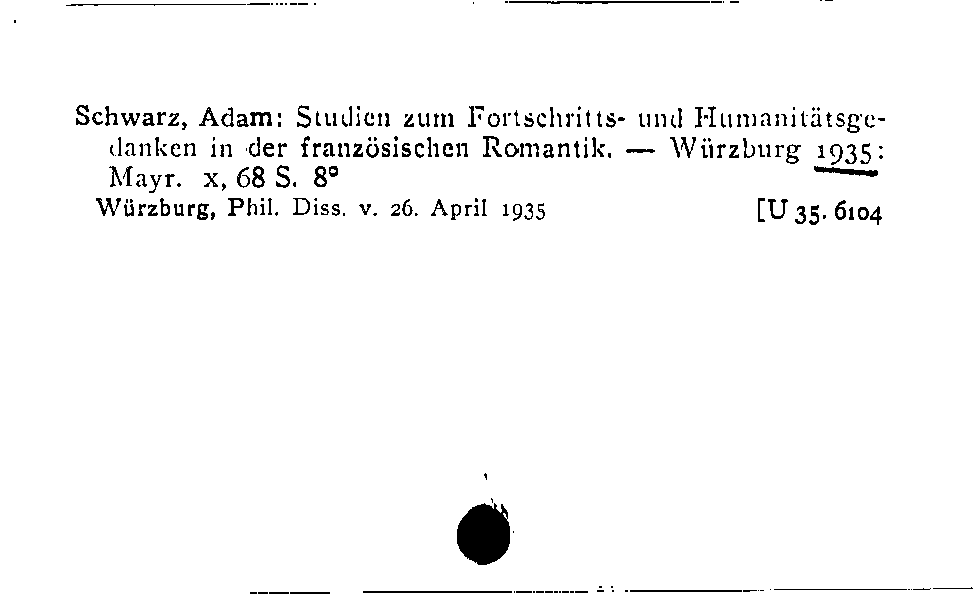 [Katalogkarte Dissertationenkatalog bis 1980]