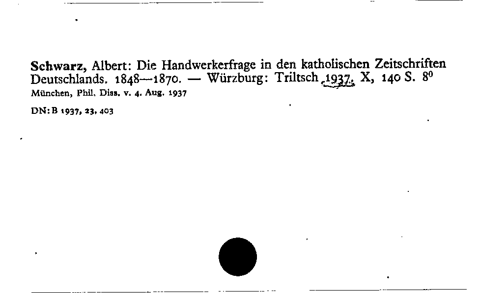 [Katalogkarte Dissertationenkatalog bis 1980]