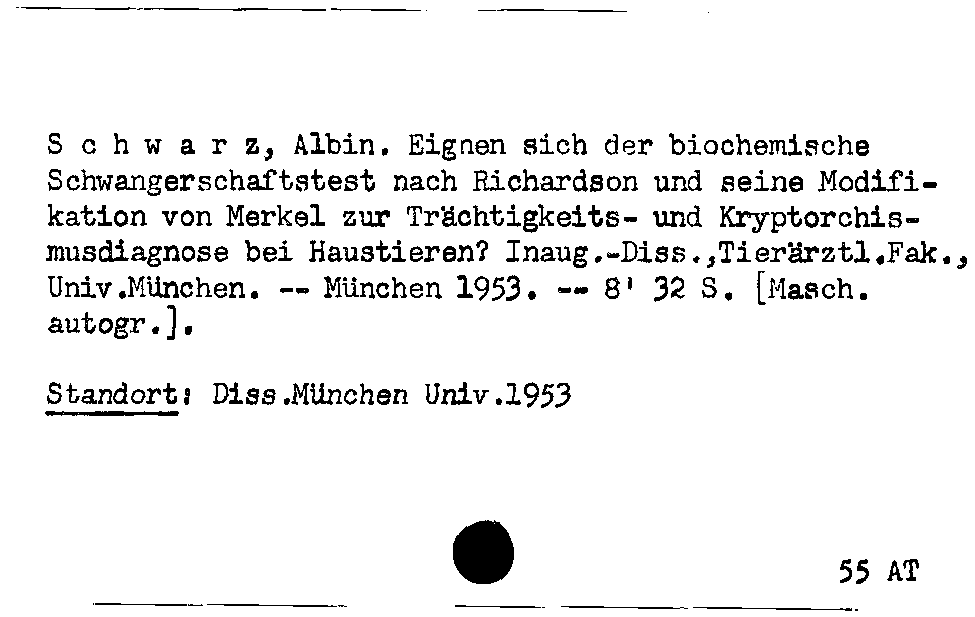 [Katalogkarte Dissertationenkatalog bis 1980]