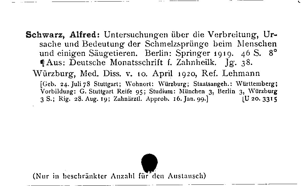 [Katalogkarte Dissertationenkatalog bis 1980]