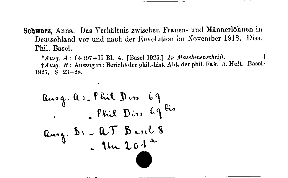 [Katalogkarte Dissertationenkatalog bis 1980]