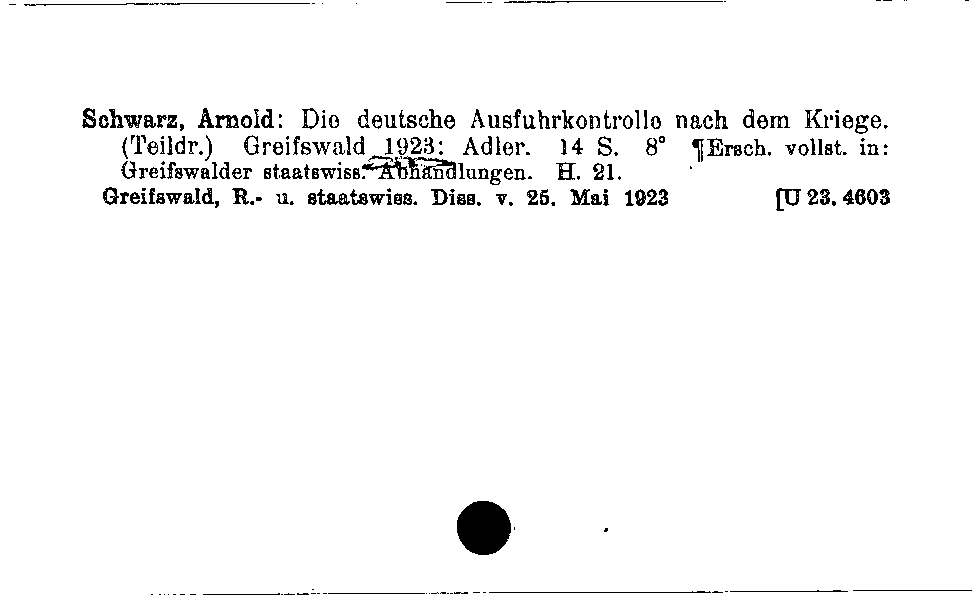 [Katalogkarte Dissertationenkatalog bis 1980]