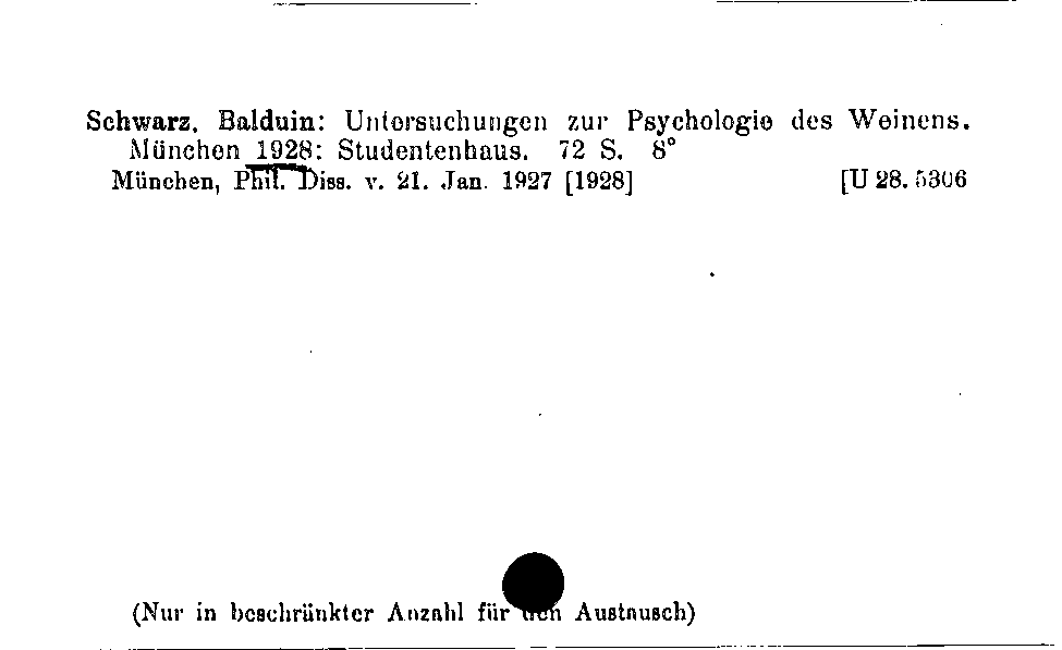 [Katalogkarte Dissertationenkatalog bis 1980]