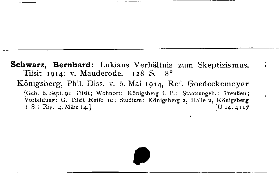 [Katalogkarte Dissertationenkatalog bis 1980]