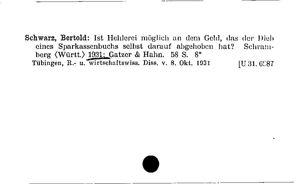 [Katalogkarte Dissertationenkatalog bis 1980]