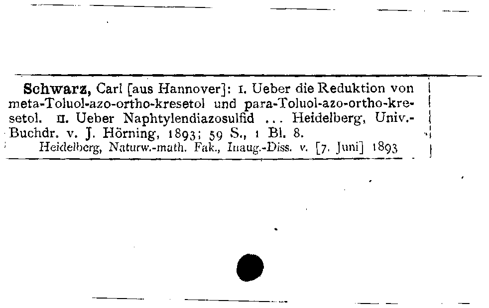 [Katalogkarte Dissertationenkatalog bis 1980]