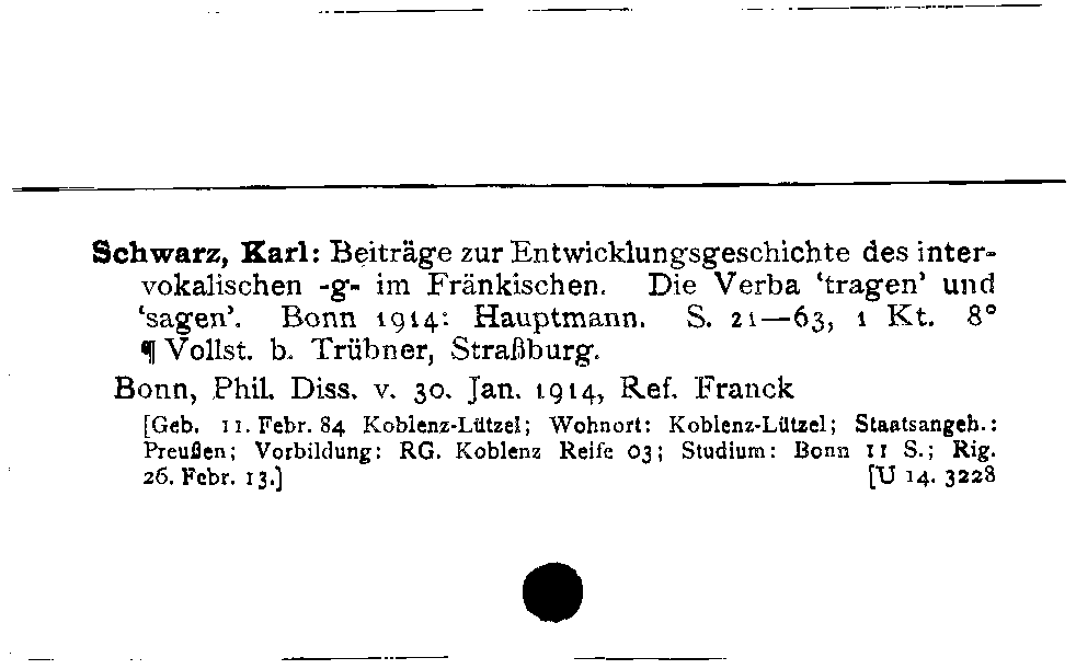 [Katalogkarte Dissertationenkatalog bis 1980]