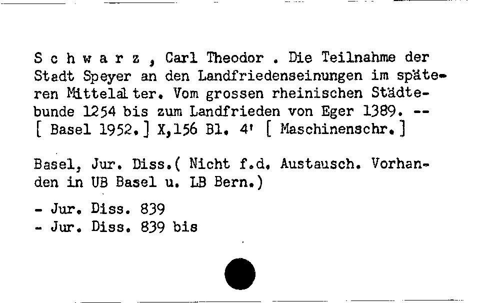 [Katalogkarte Dissertationenkatalog bis 1980]