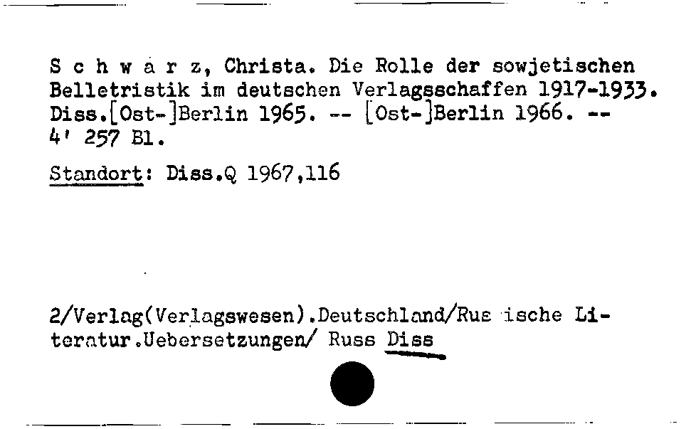 [Katalogkarte Dissertationenkatalog bis 1980]