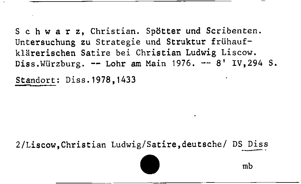 [Katalogkarte Dissertationenkatalog bis 1980]