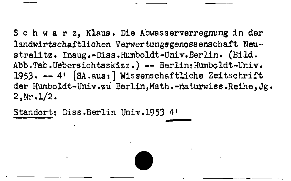 [Katalogkarte Dissertationenkatalog bis 1980]