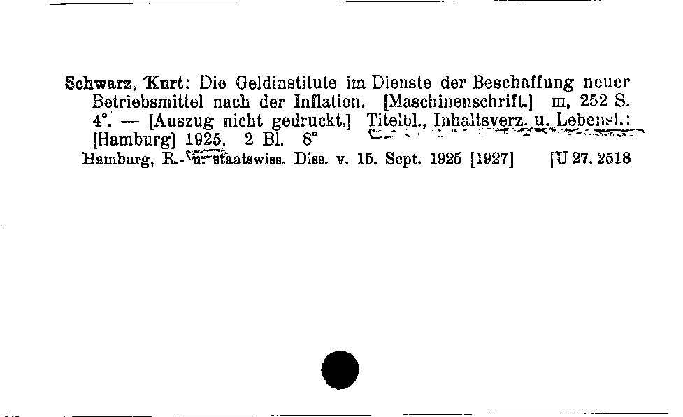 [Katalogkarte Dissertationenkatalog bis 1980]