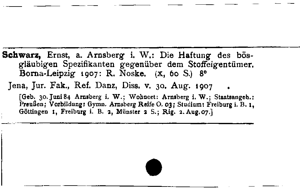 [Katalogkarte Dissertationenkatalog bis 1980]