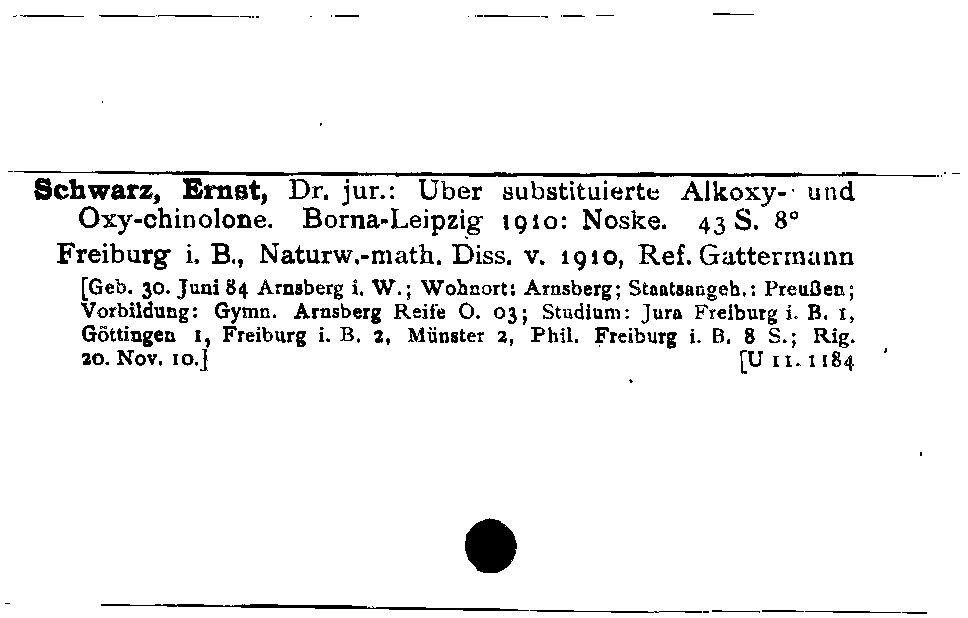 [Katalogkarte Dissertationenkatalog bis 1980]