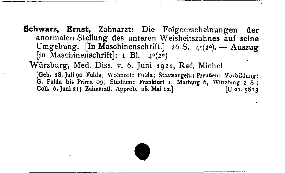 [Katalogkarte Dissertationenkatalog bis 1980]