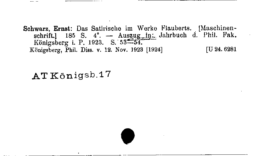 [Katalogkarte Dissertationenkatalog bis 1980]