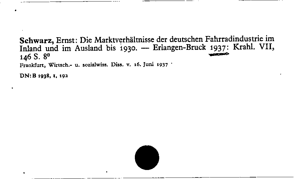 [Katalogkarte Dissertationenkatalog bis 1980]