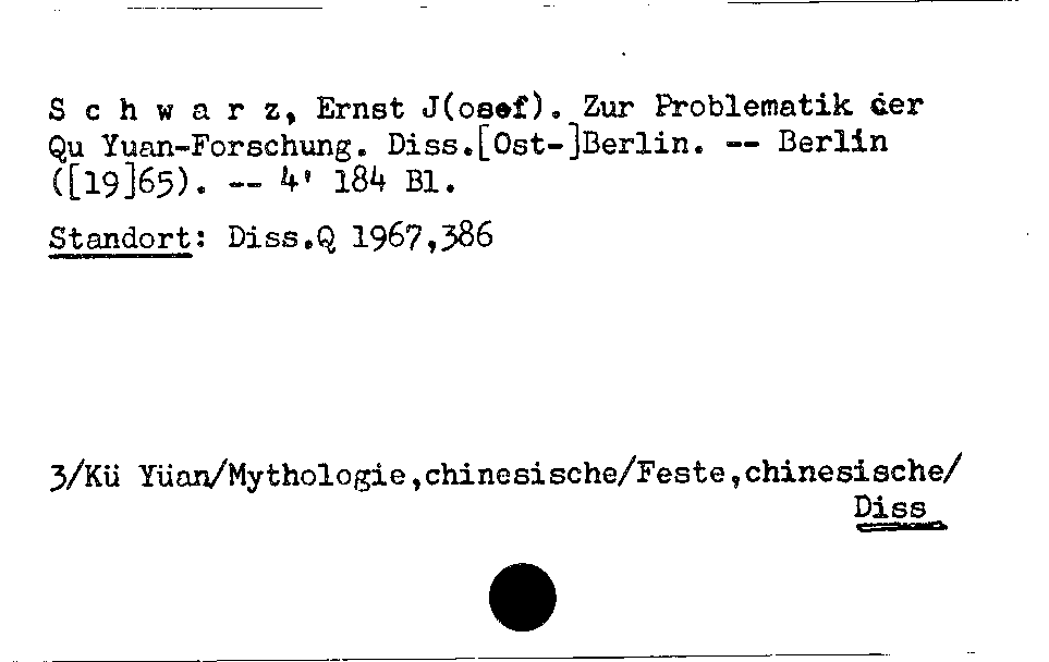 [Katalogkarte Dissertationenkatalog bis 1980]