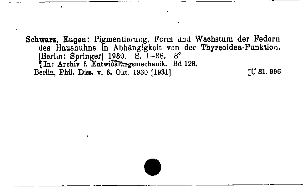 [Katalogkarte Dissertationenkatalog bis 1980]