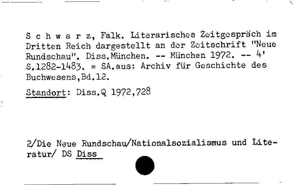 [Katalogkarte Dissertationenkatalog bis 1980]