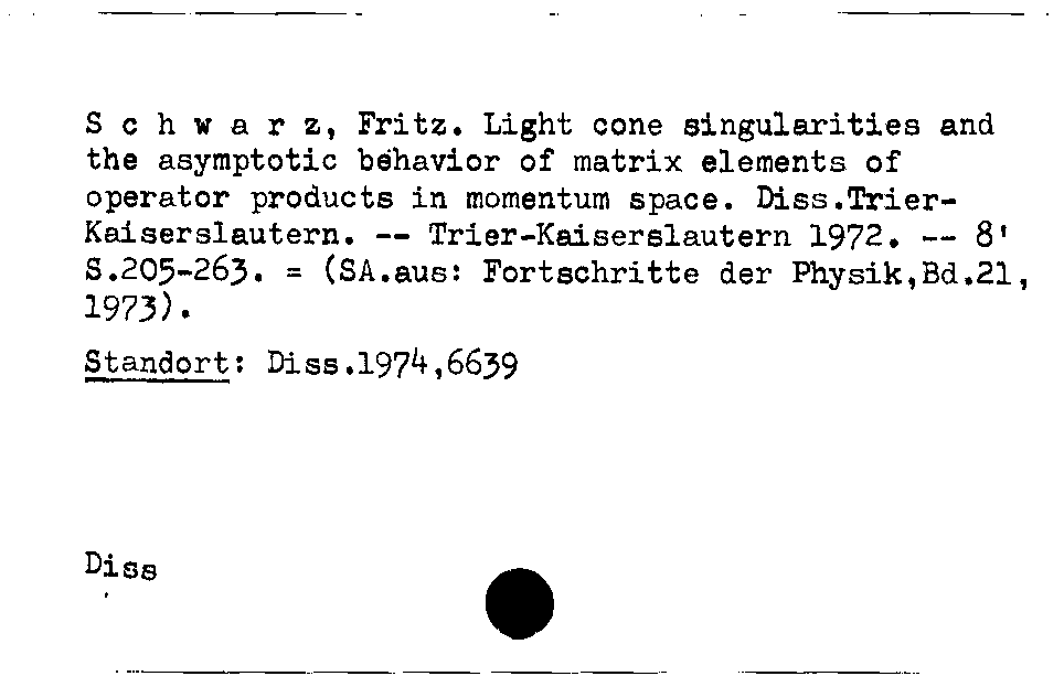 [Katalogkarte Dissertationenkatalog bis 1980]