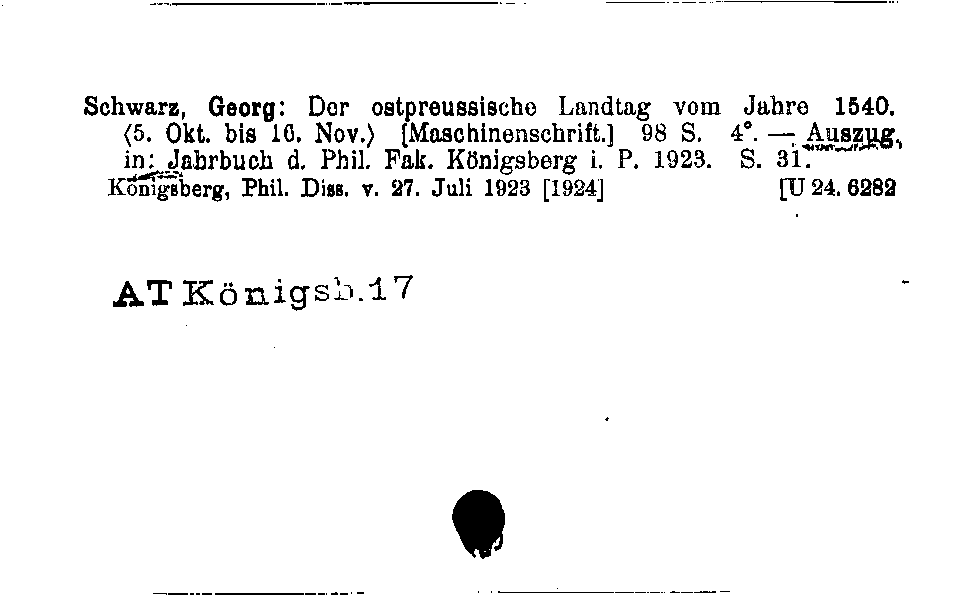 [Katalogkarte Dissertationenkatalog bis 1980]