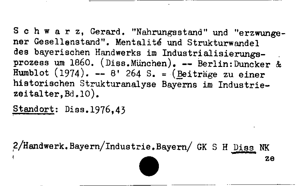 [Katalogkarte Dissertationenkatalog bis 1980]